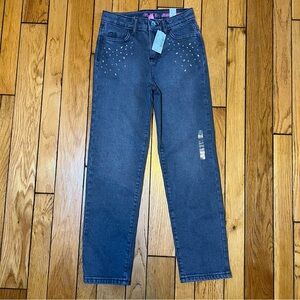 NEW The Children’s Place TCP Girls Gray Jeweled Relaxed Straight Jeans Size 8